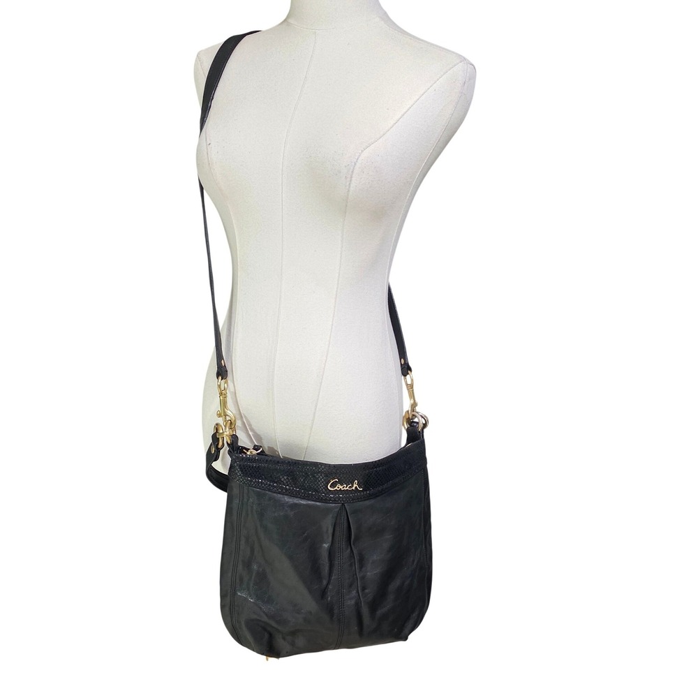 Coach Black Leather Crossbody Bag with Gold Hardware